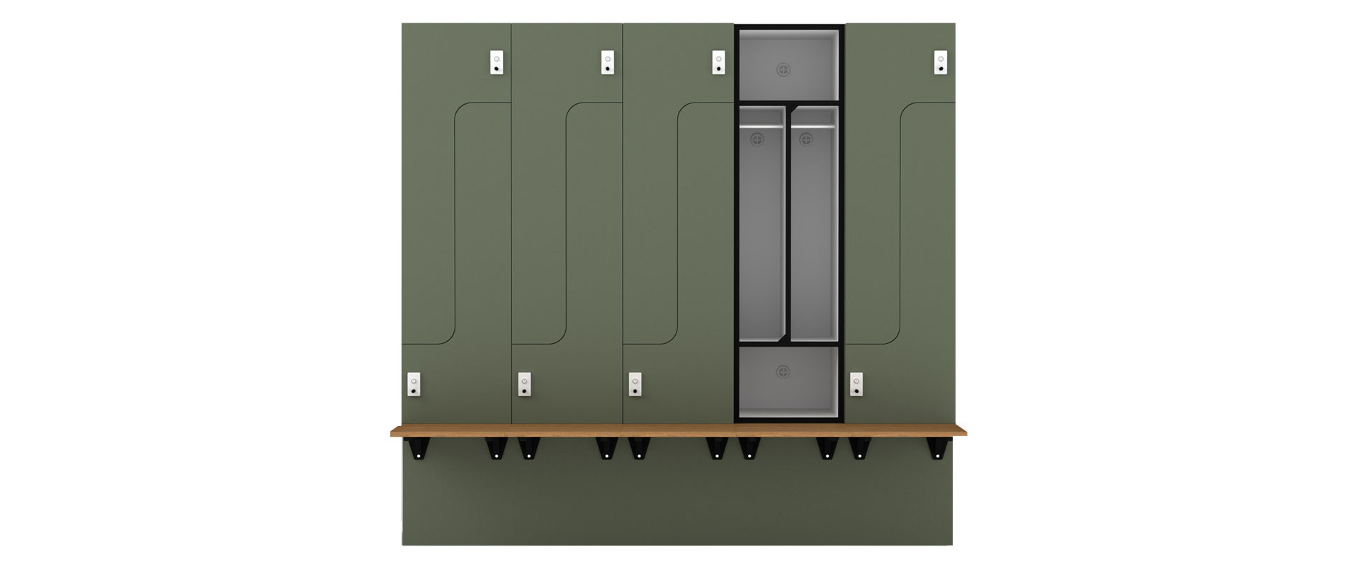 pl2+ 2 door wave hanging locker with bench seat