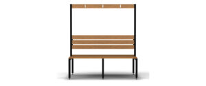 double bench seat with back rest and hanging rail