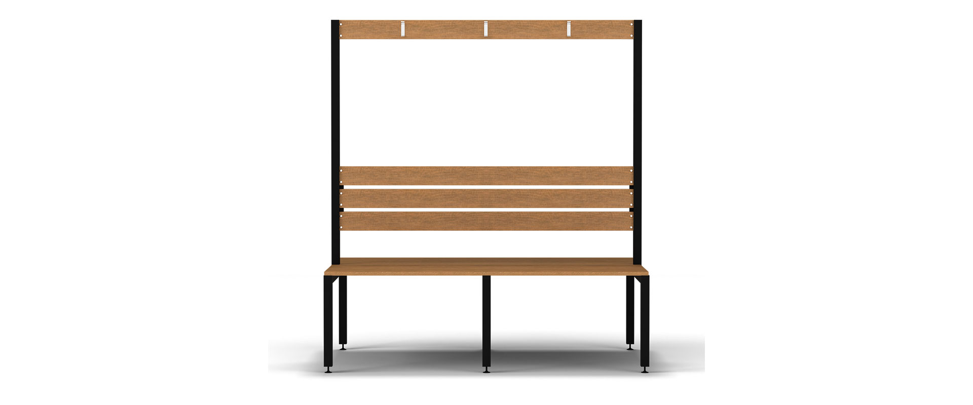 double bench seat with back rest and hanging rail