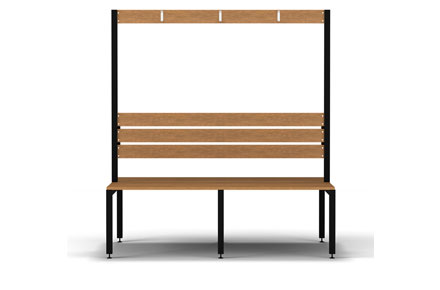 double bench seat with back rest and hanging rail