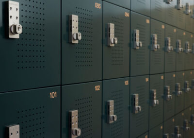 gym and change room lockers and storage at the Commons Health Club